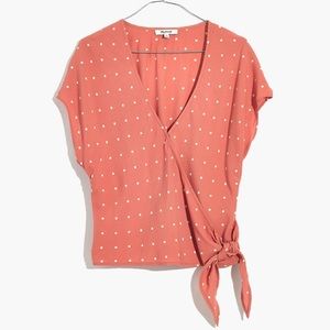 Madewell Polka Dot Wrap Top